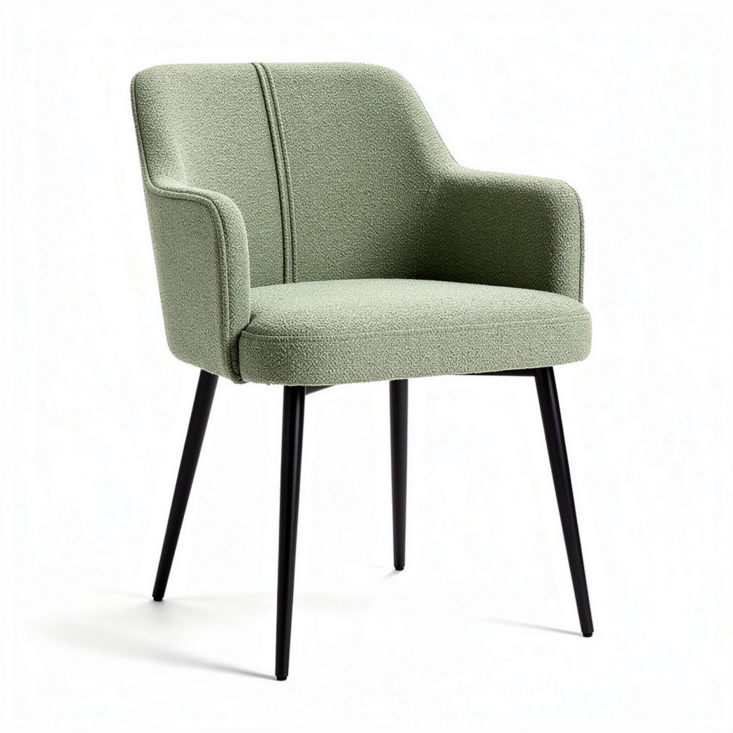 Fabric dining chair with armrests in light green color 60 x 55 x 80cm