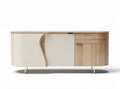 Modern wooden sideboard with sliding doors and drawers 150 x 45 x 75cm