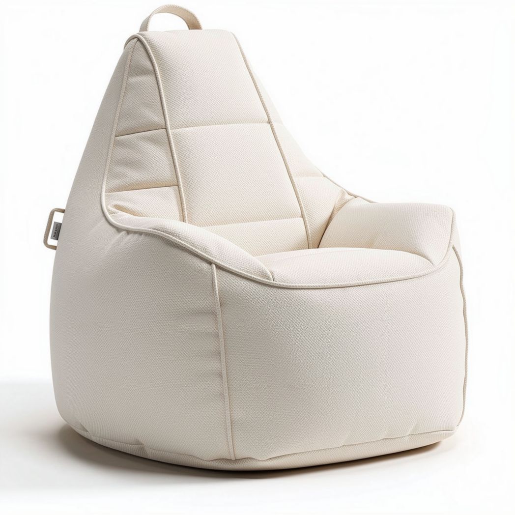White bean bag chair for casual seating made with breathable fabric 80 x 80 x 100cm