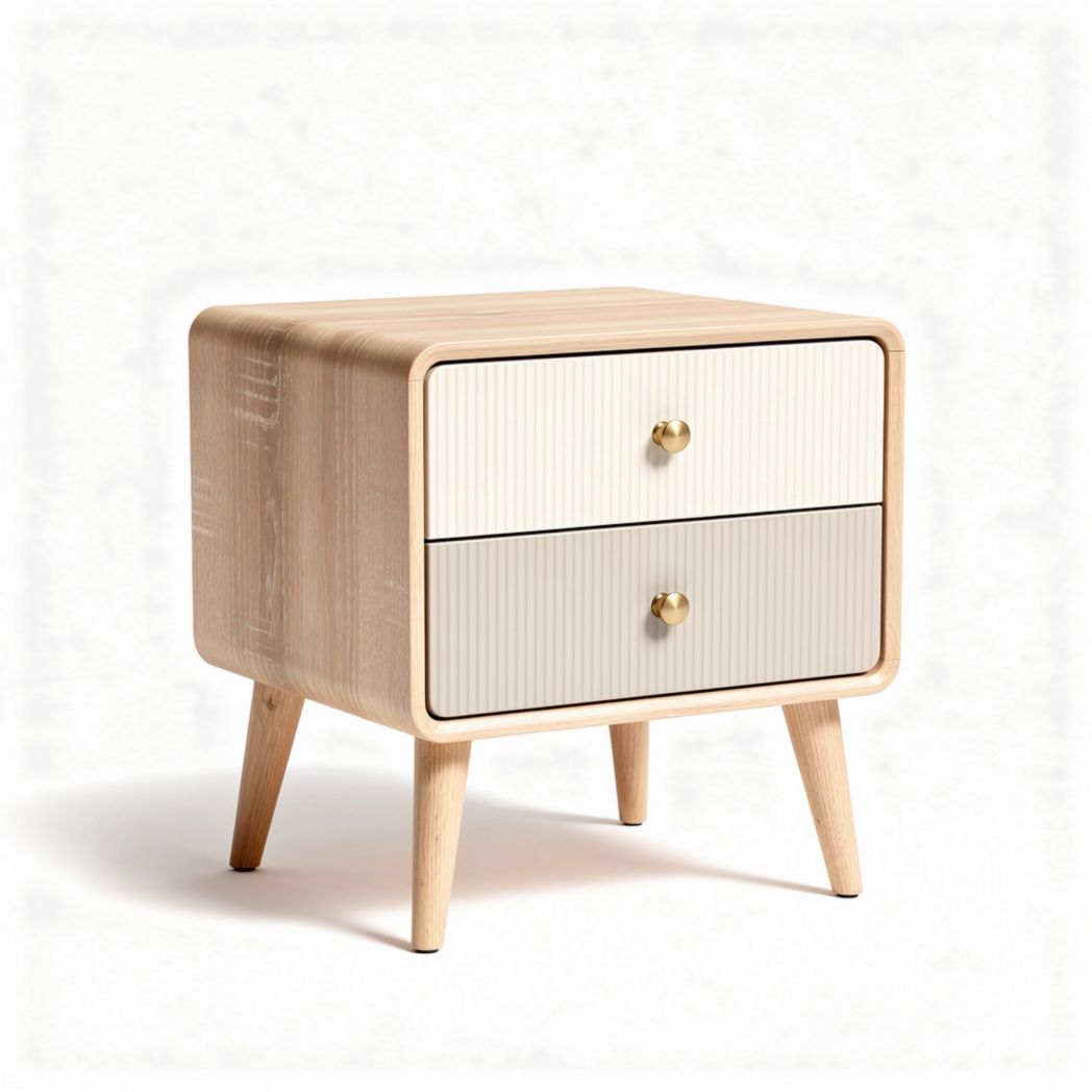 Wooden nightstand with two drawers and minimalist design 45 x 40 x 40cm