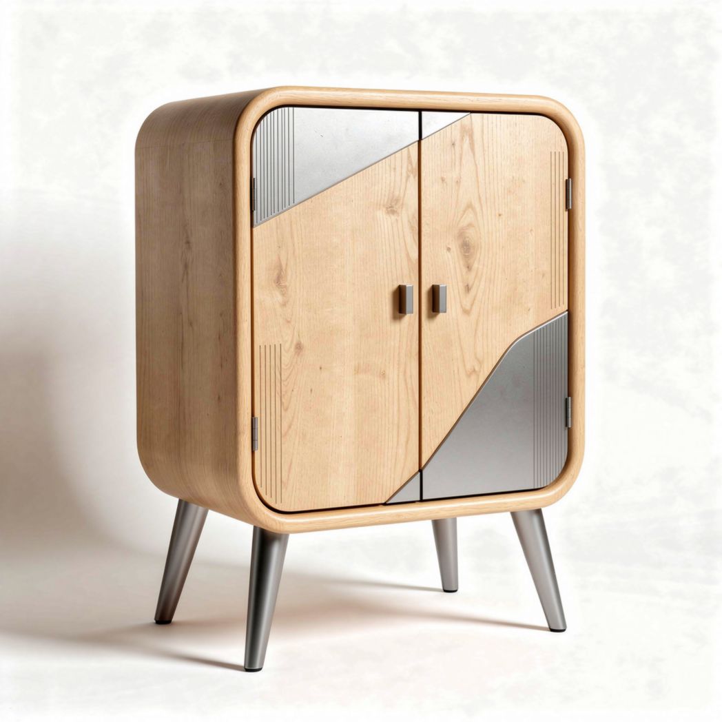 Wooden cabinet with metal accents suitable for living room storage 80 x 50 x 90cm