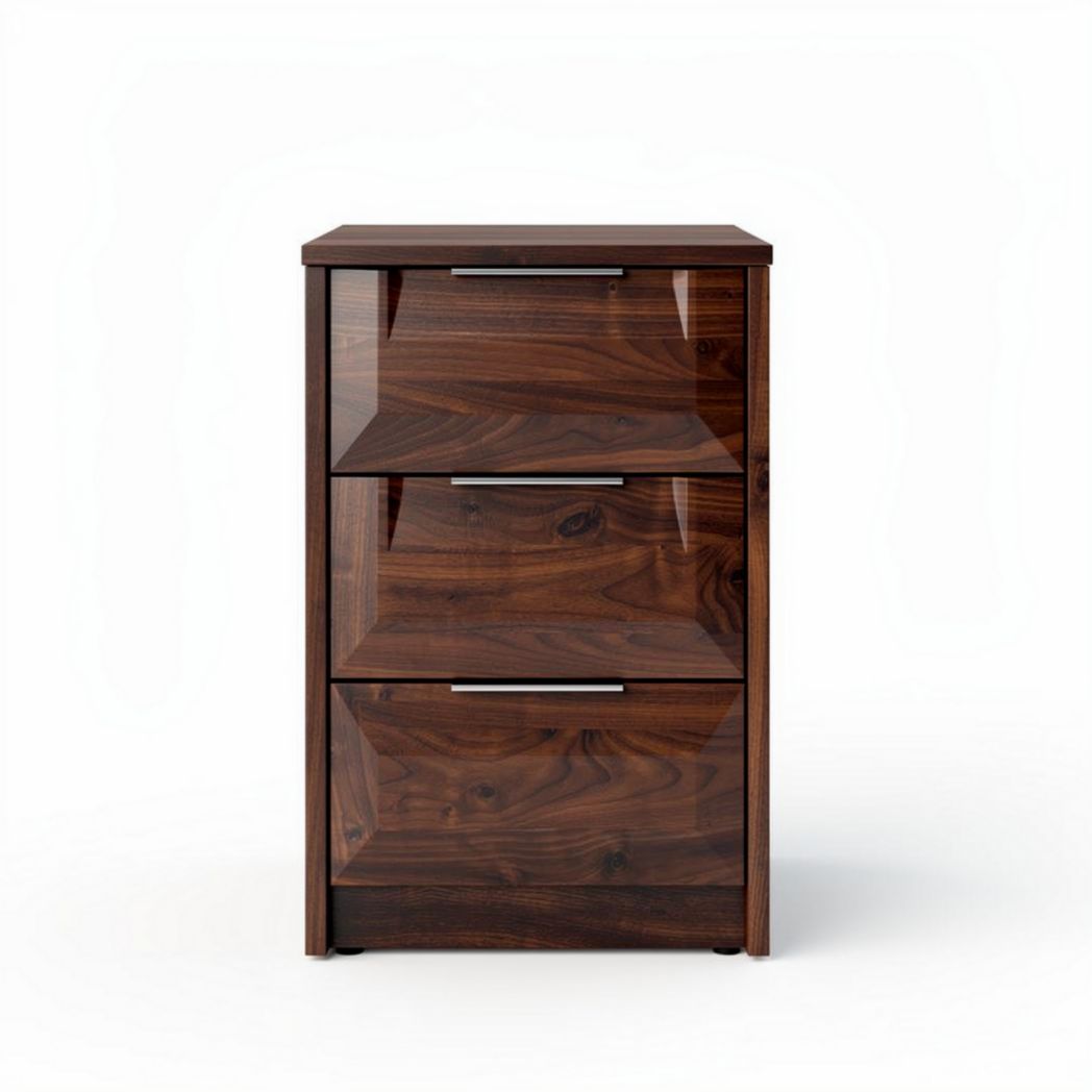 Wooden nightstand with three drawers and glossy finish 40 x 40 x 75cm