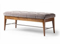 Fabric upholstered bench with wooden frame and metal base 120 x 40 x 45cm