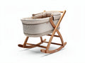 Wooden rocking cradle with soft fabric lining 80 x 50 x 30cm for infants