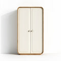 Two-door storage cabinet with ribbed doors and natural bamboo frame 80 x 40 x 180cm