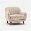 Beige fabric accent chair with wood legs for living room decor 80 x 80 x 80cm