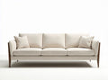 Fabric sofa with wooden frame and throw pillows in beige 200 x 90 x 85cm