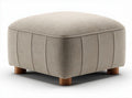 Fabric ottoman footstool in beige 60 x 60 x 40cm with wooden legs