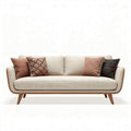 Contemporary fabric sofa with wooden frame and decorative pillows 200 x 85 x 75cm