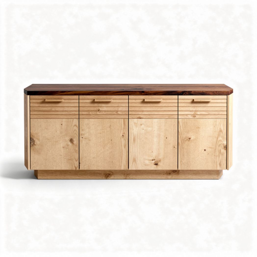 Wooden sideboard storage cabinet with five drawers 120 x 50 x 75cm
