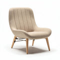 Fabric accent chair with wooden legs in beige color 70 x 70 x 80cm
