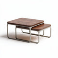 Nestable coffee tables with wooden top and metal frame 80 x 80 x 45cm
